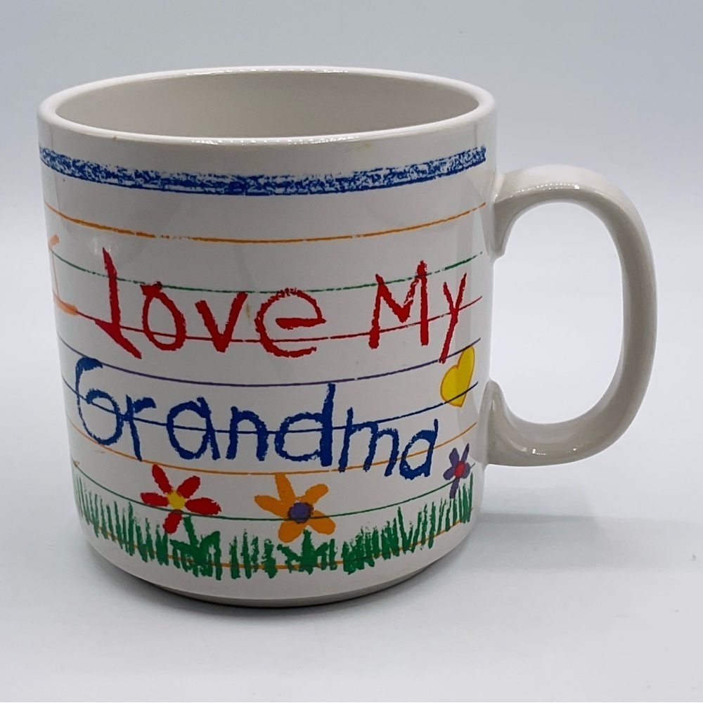 VTG Mug Papel I Love My Grandma Smiling Sun White Ceramic Coffee Tea Cup EUC